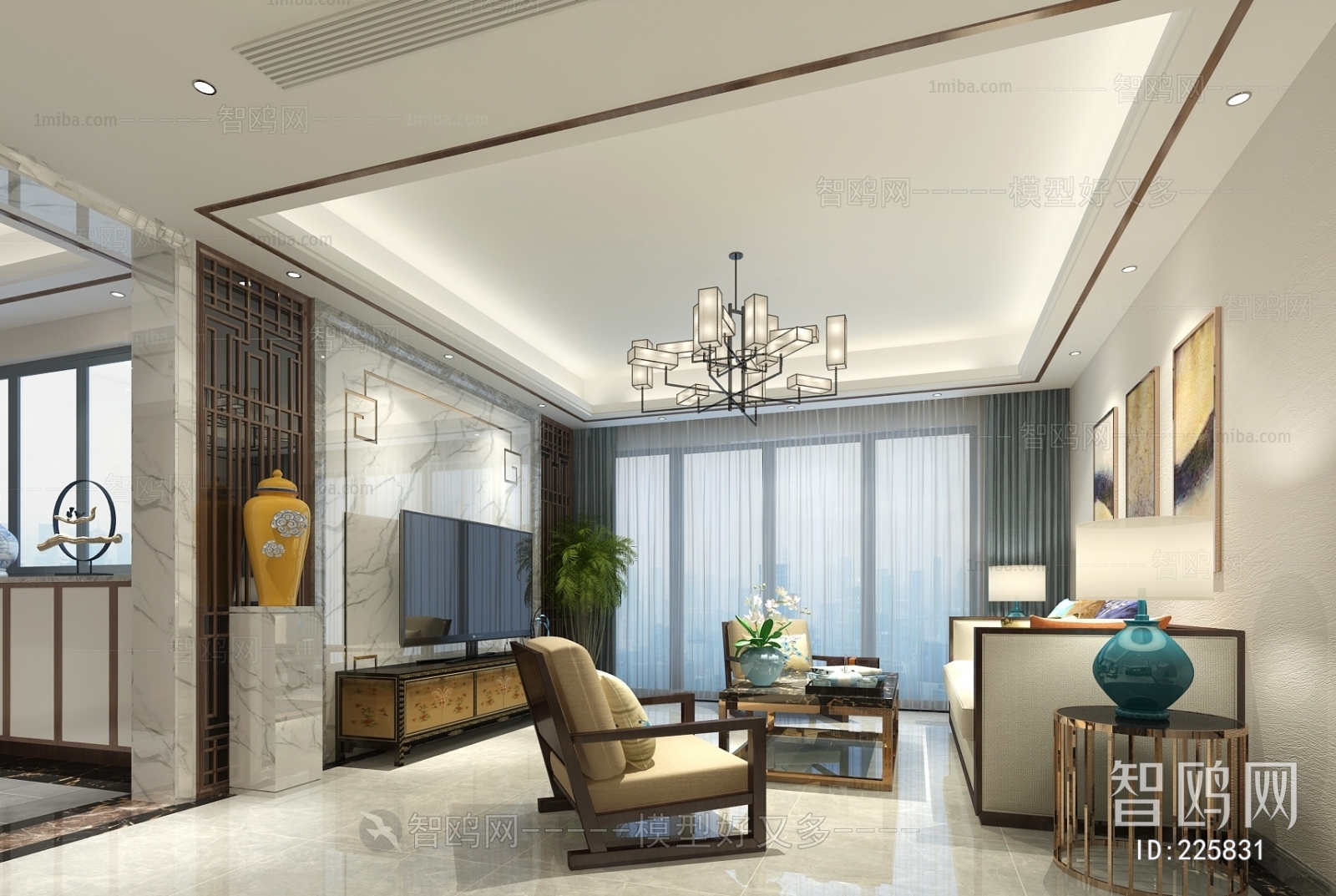 New Chinese Style A Living Room