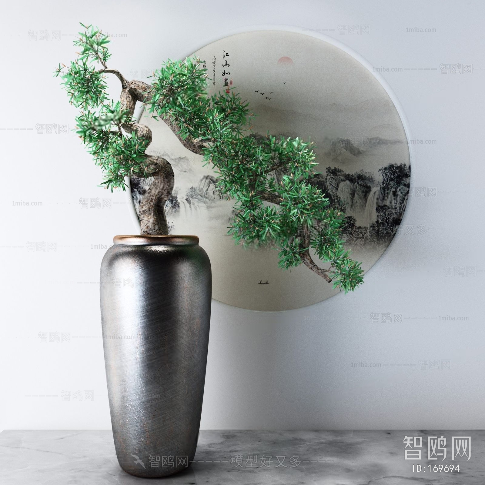Chinese Style Potted Green Plant