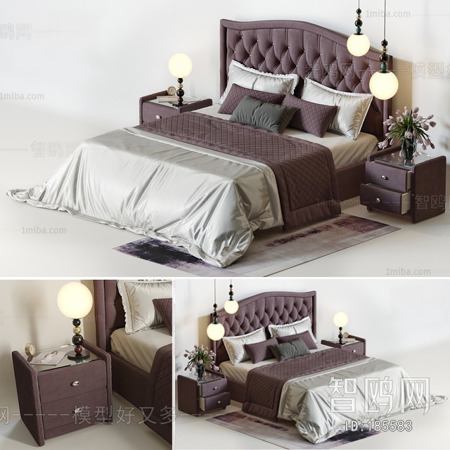 Simple European Style Double Bed