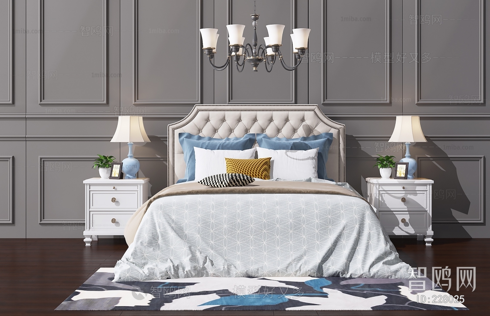 Simple European Style Double Bed