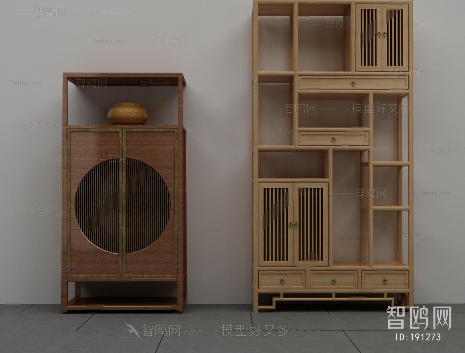 新中式实木装饰柜摆件组合