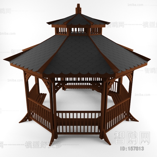 中式庭院/景观户外构建亭子