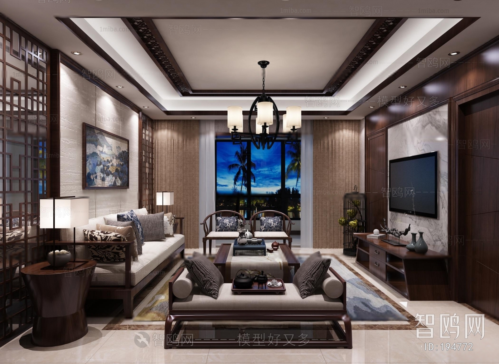 New Chinese Style A Living Room