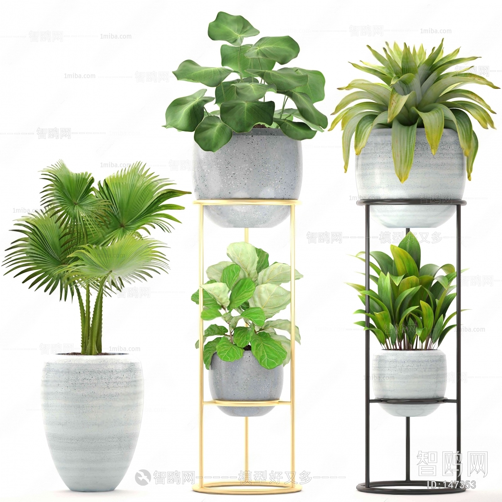 Modern Potted Green Plant