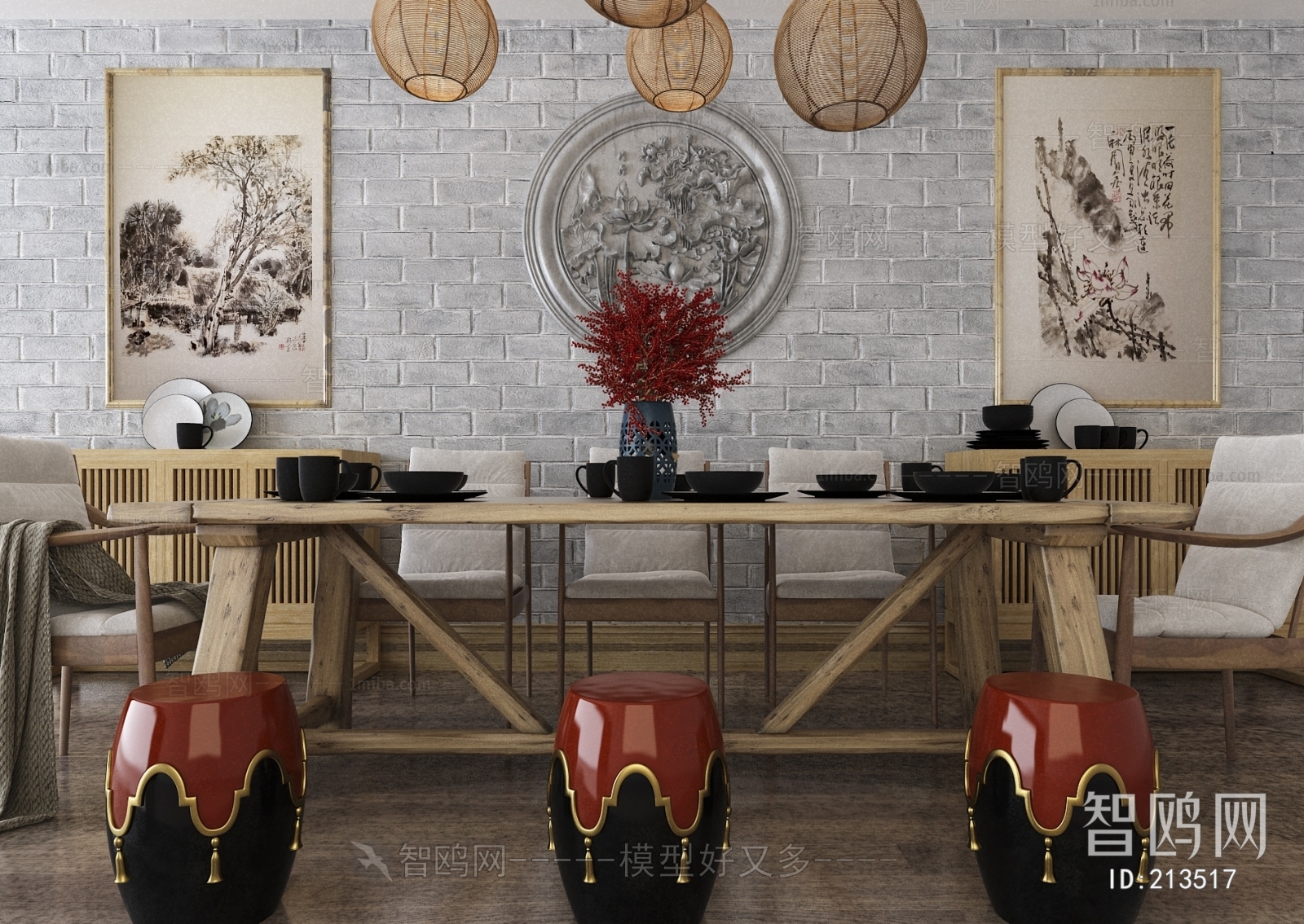 New Chinese Style Dining Table And Chairs