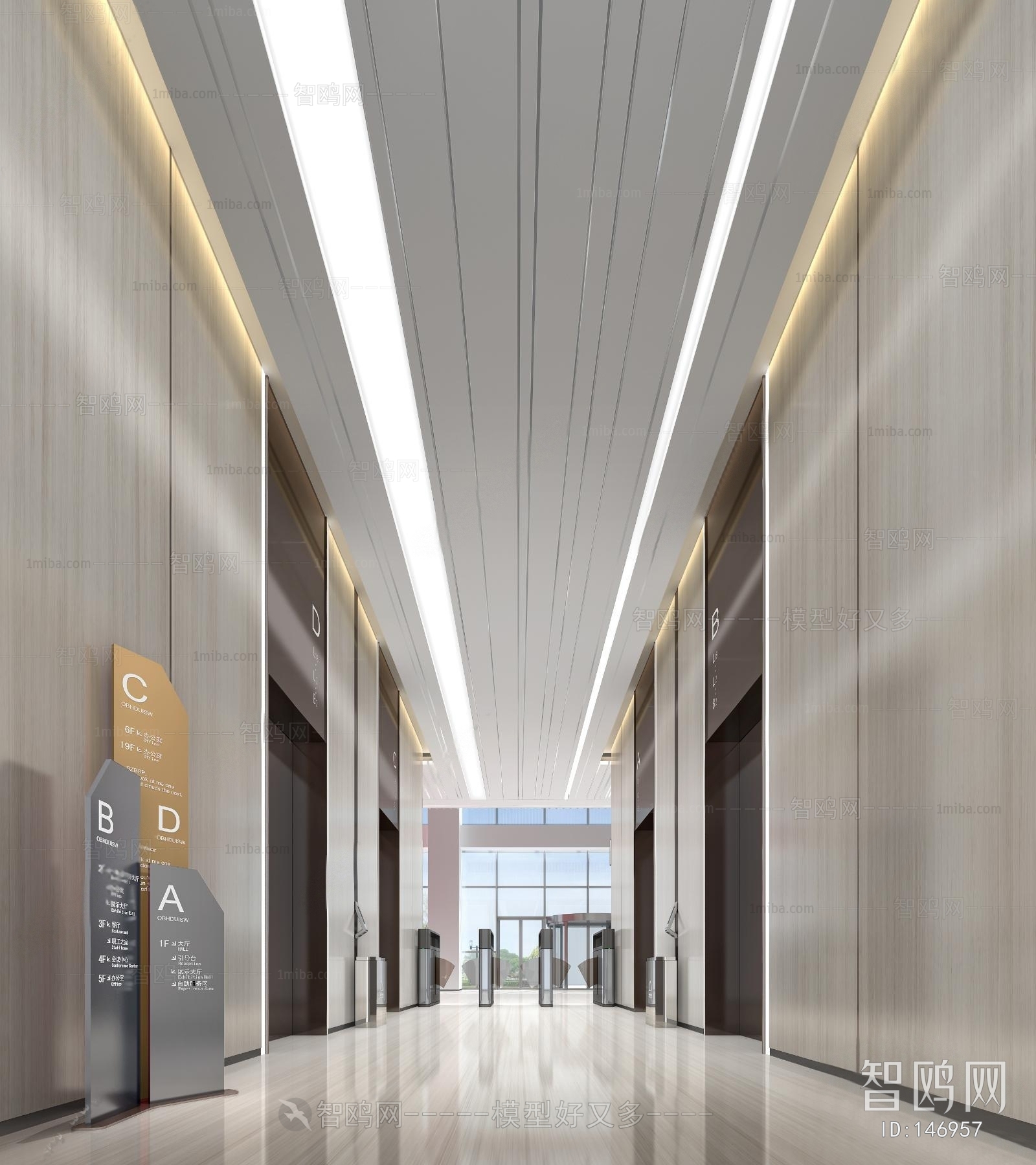 Modern Office Elevator Hall