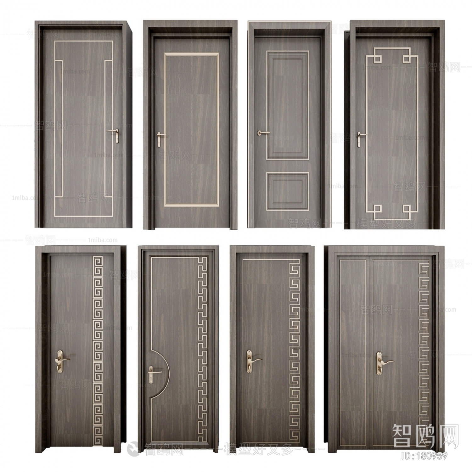 New Chinese Style Solid Wood Door