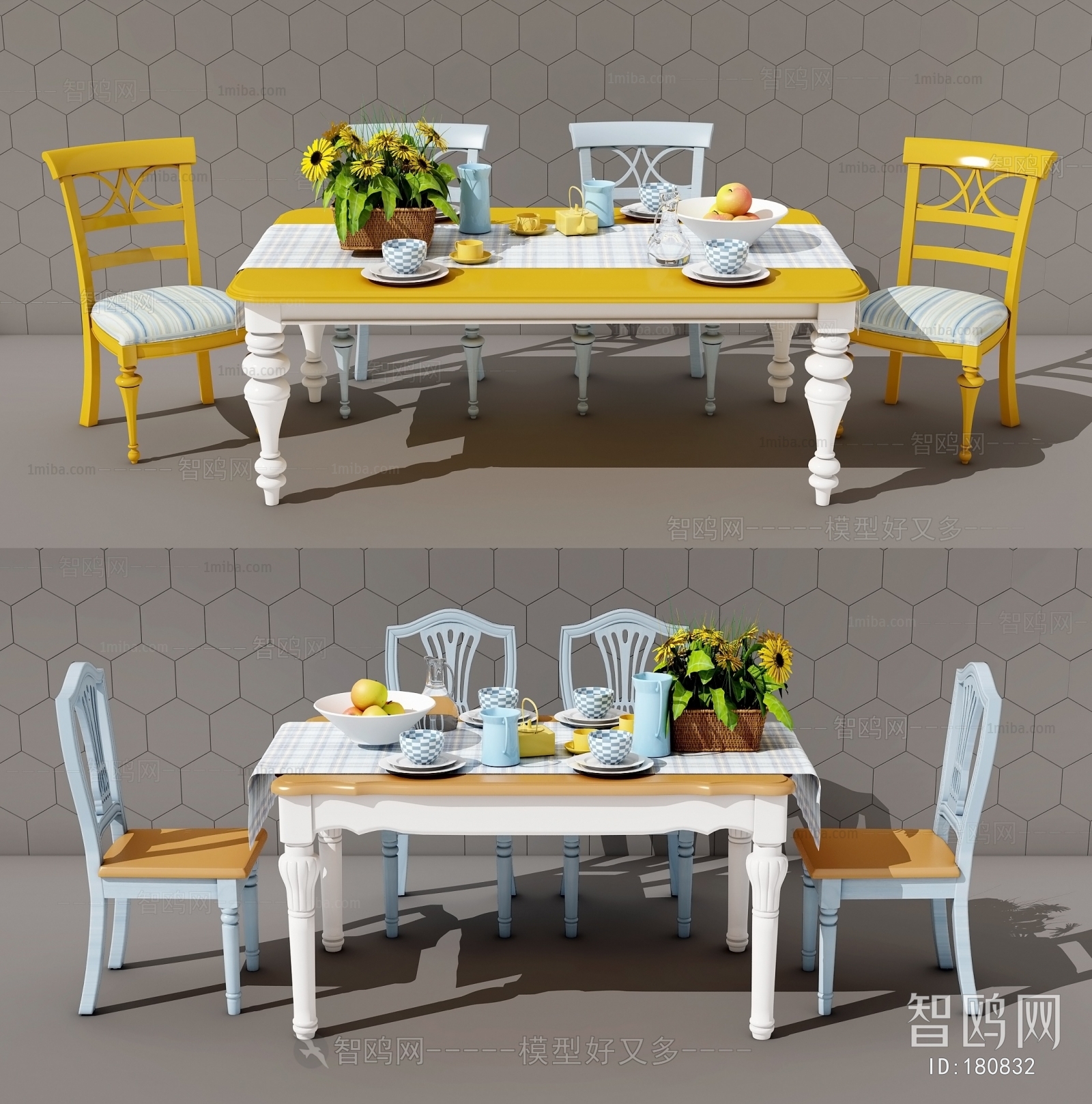 Mediterranean Style Dining Table And Chairs