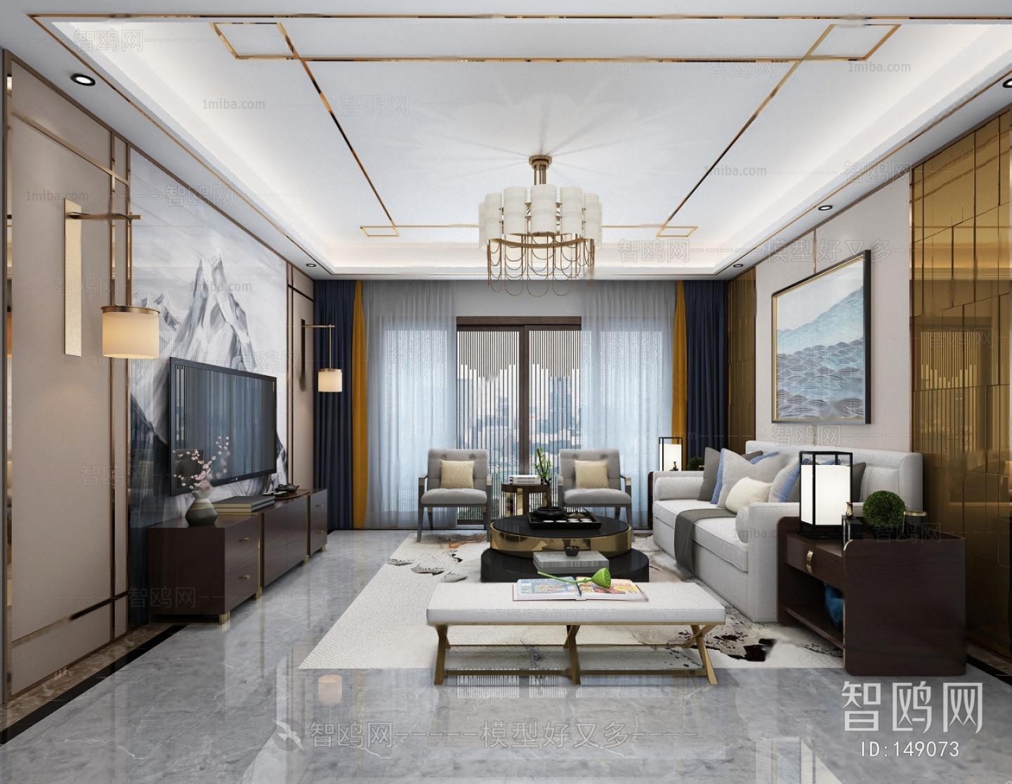 New Chinese Style A Living Room