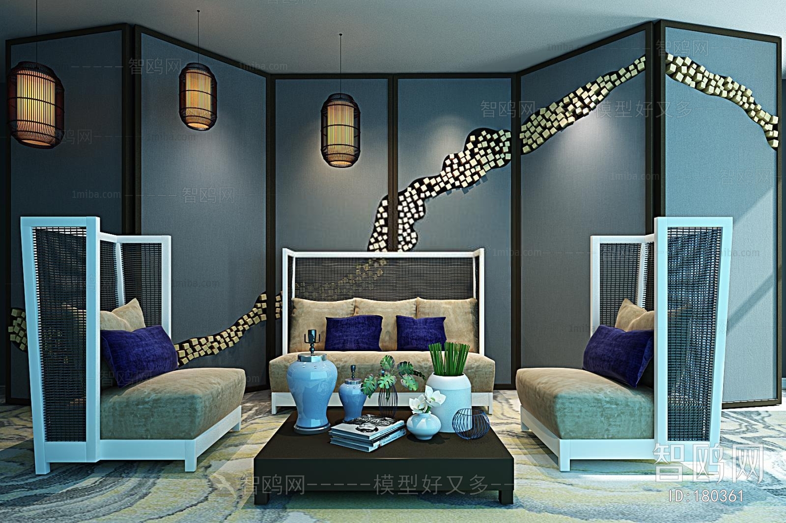 New Chinese Style Sofa Combination