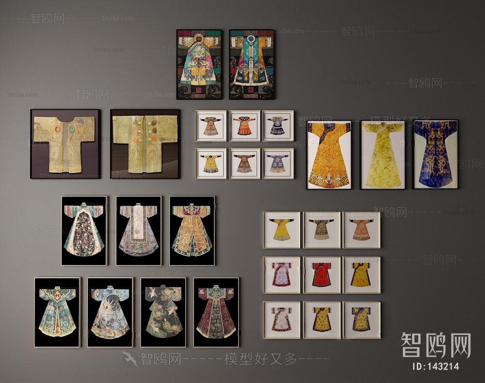 中式清朝服装装饰画