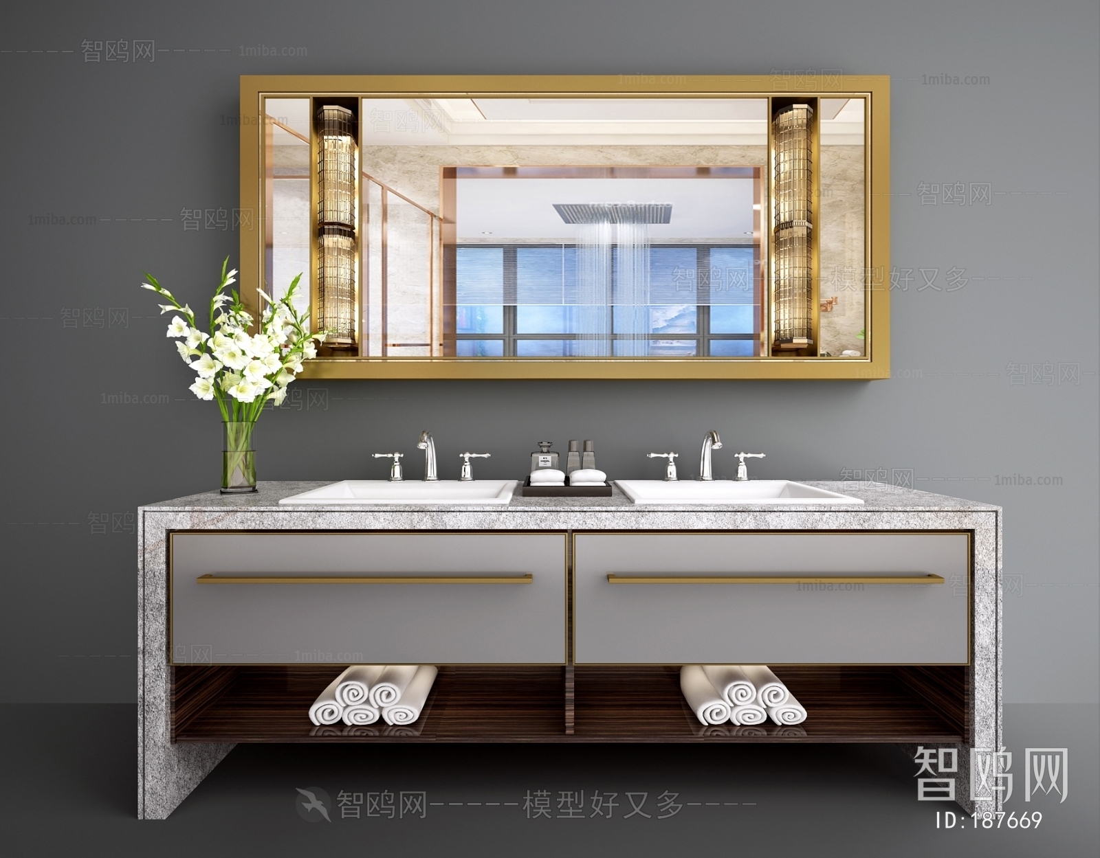 New Chinese Style Bathroom Cabinet