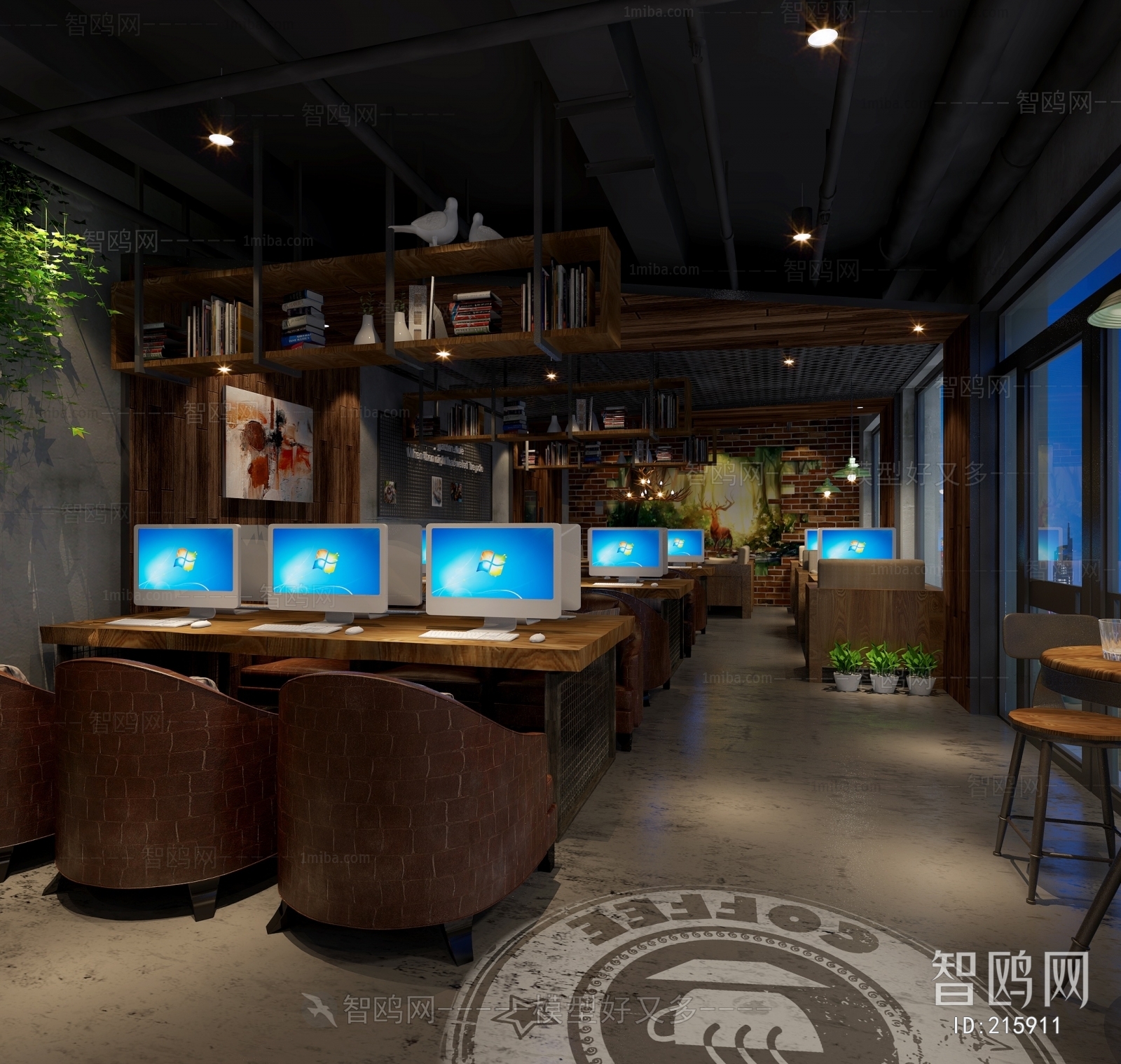 Industrial Style Internet Cafe