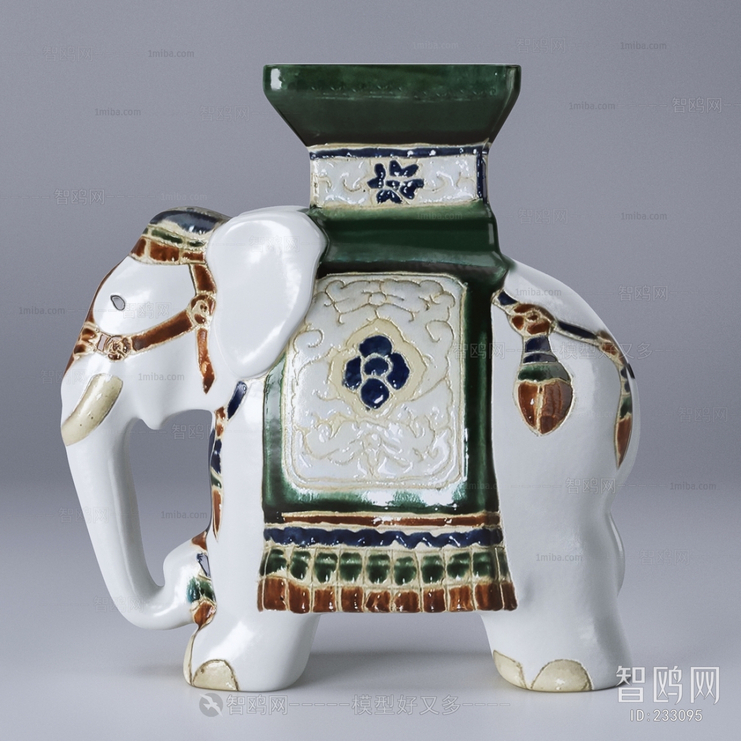 泰式陶瓷大象雕刻雕塑