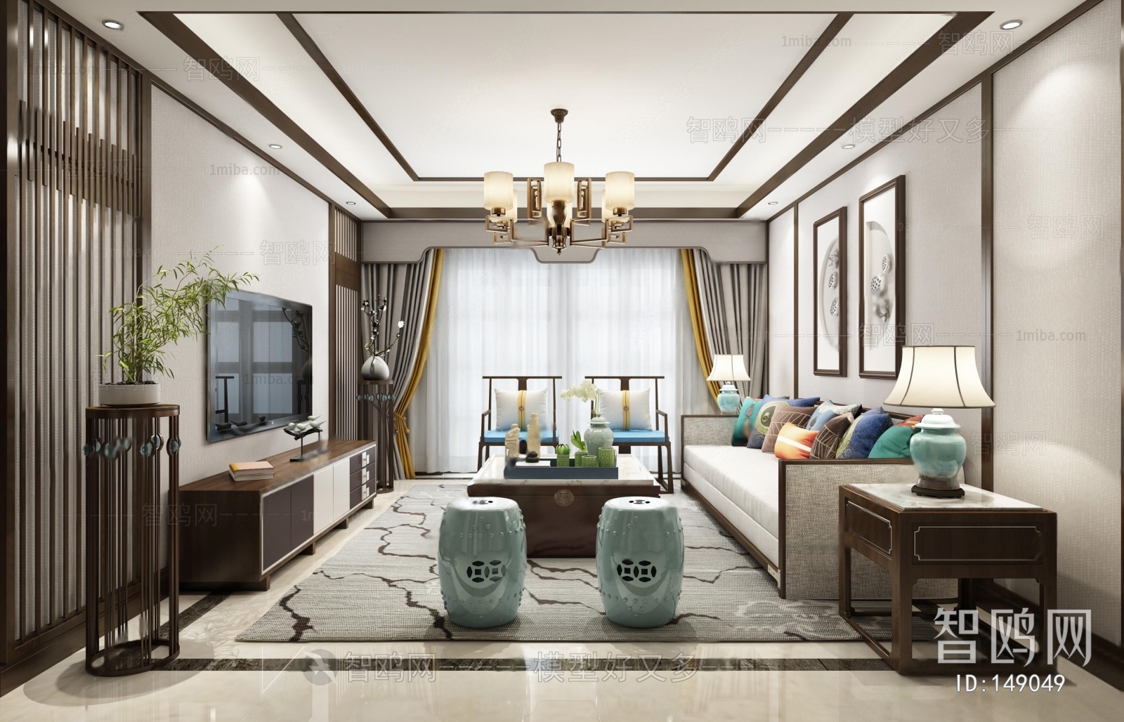 New Chinese Style A Living Room