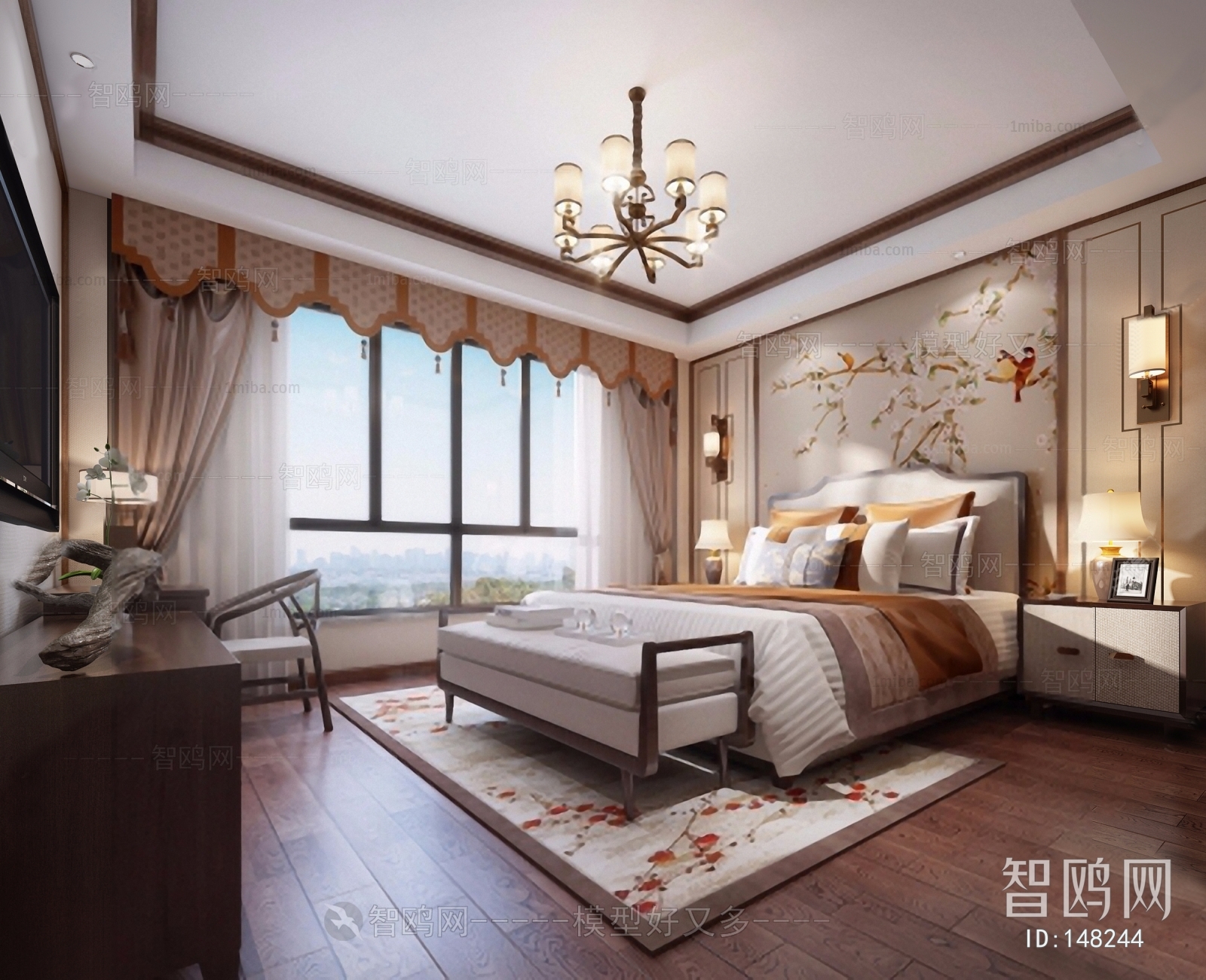 New Chinese Style Bedroom