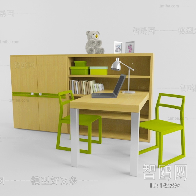 现代儿童书桌椅书柜