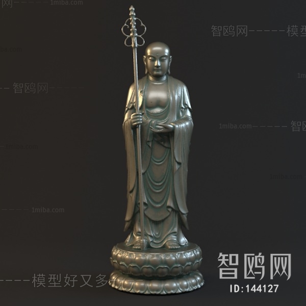 中式僧人雕塑