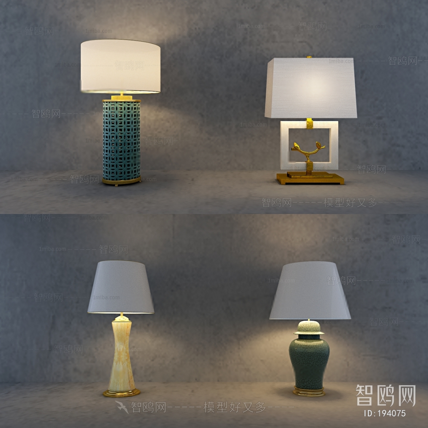 新中式陶瓷台灯组合