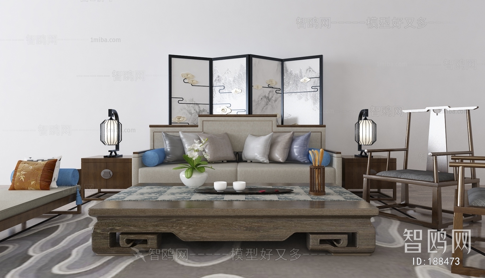 New Chinese Style Sofa Combination