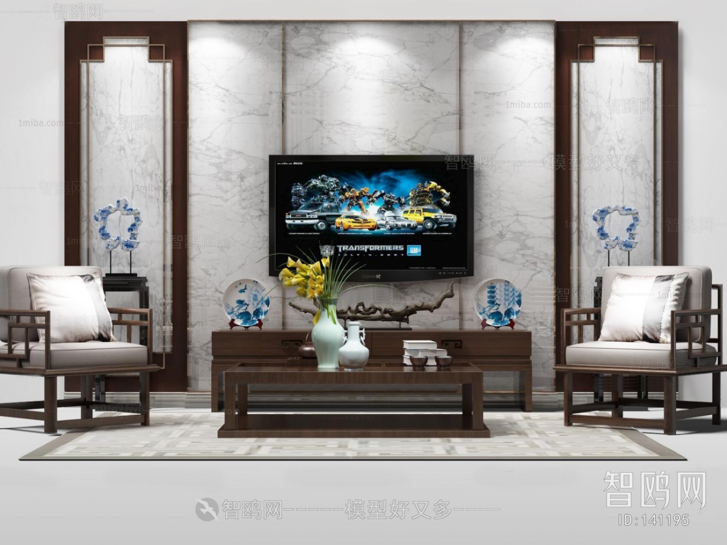 New Chinese Style TV Wall