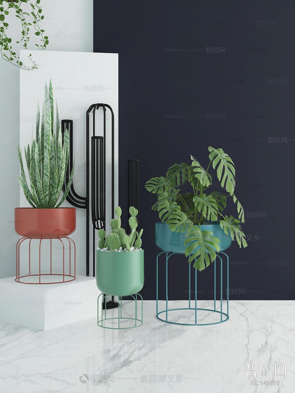 Modern Potted Green Plant