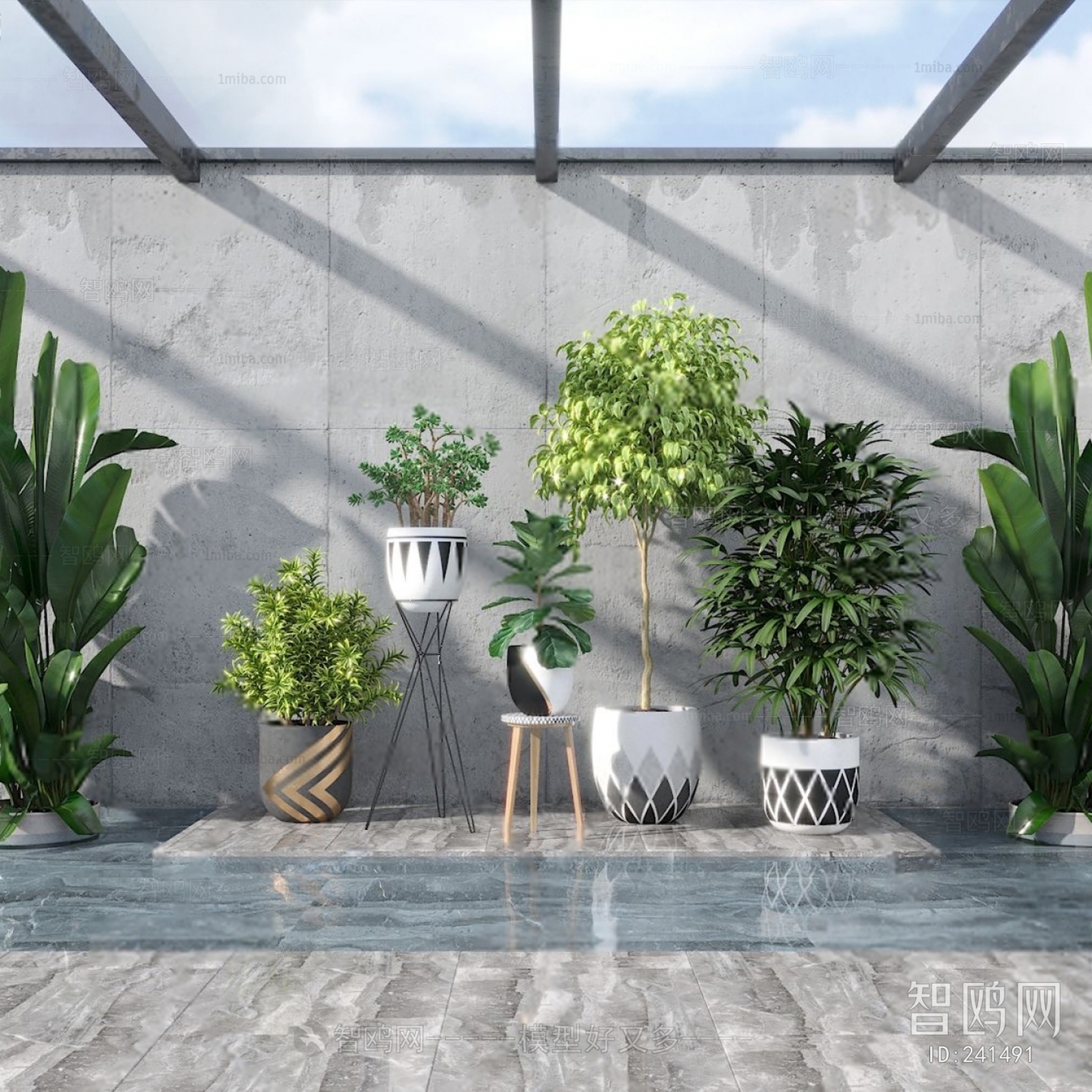 Modern Potted Green Plant