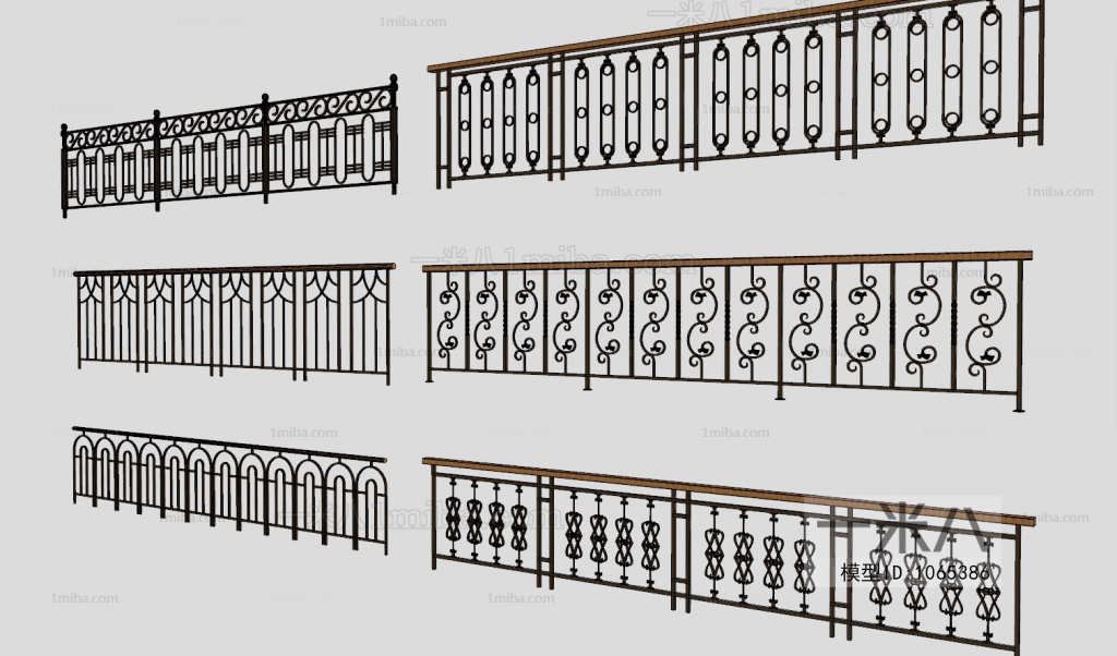 现代铁艺栏杆组合