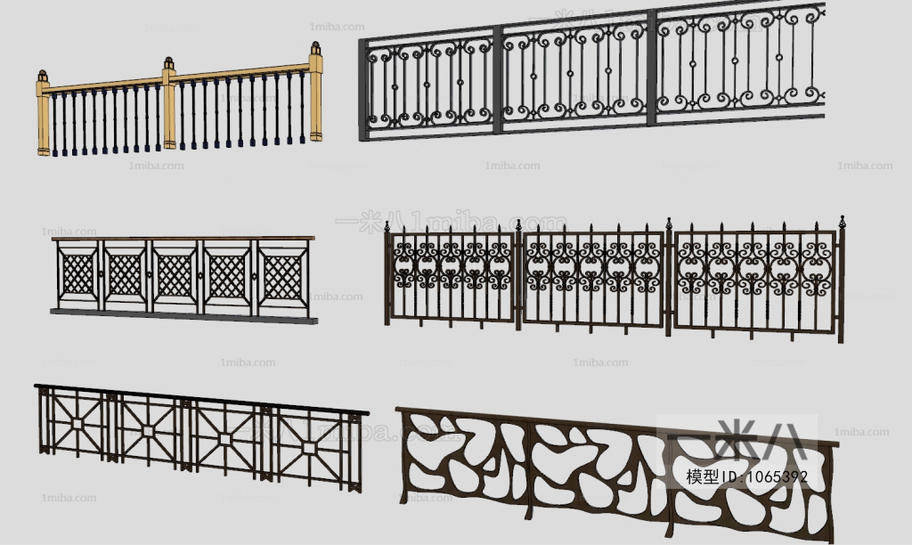 现代铁艺栏杆组合