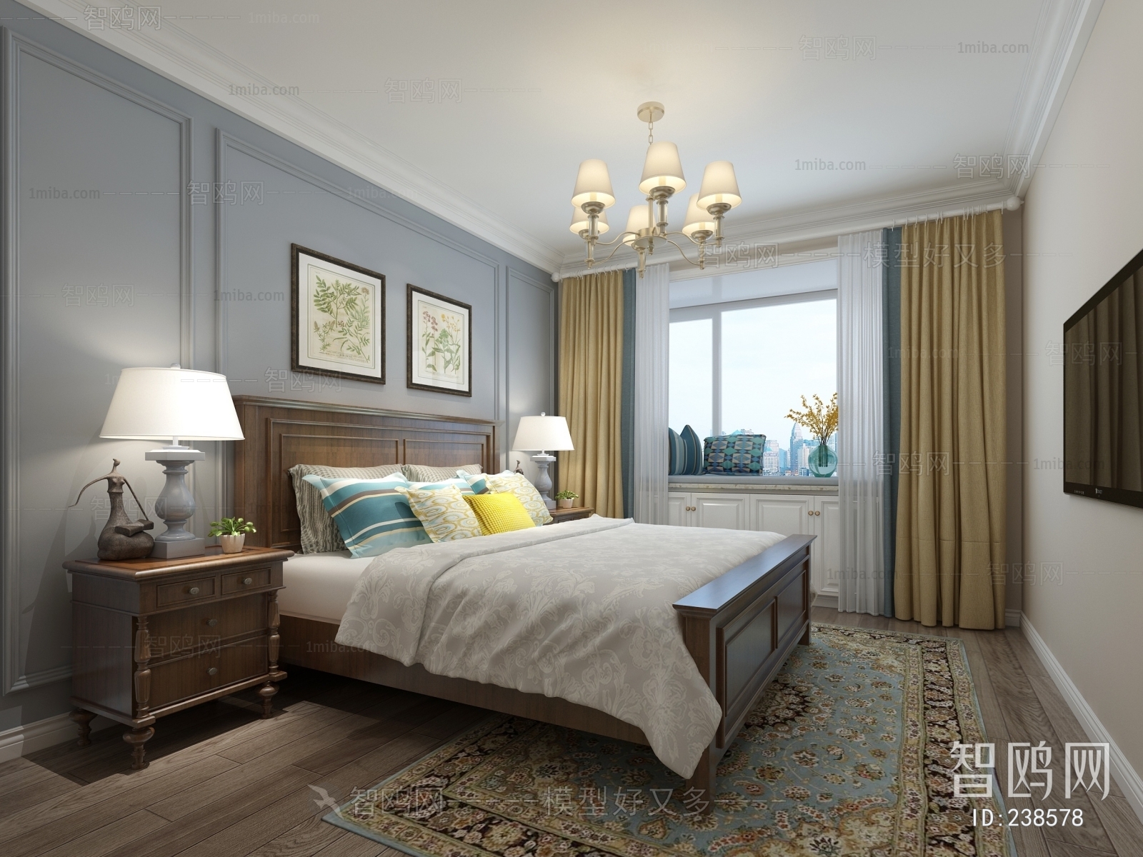 American Style Simple European Style Bedroom