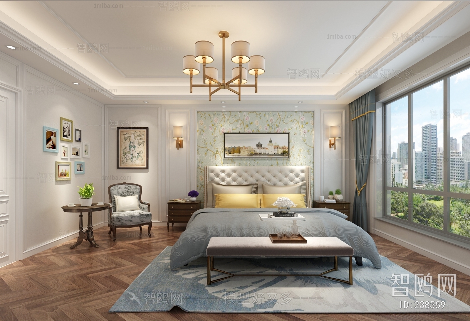 Simple European Style Bedroom