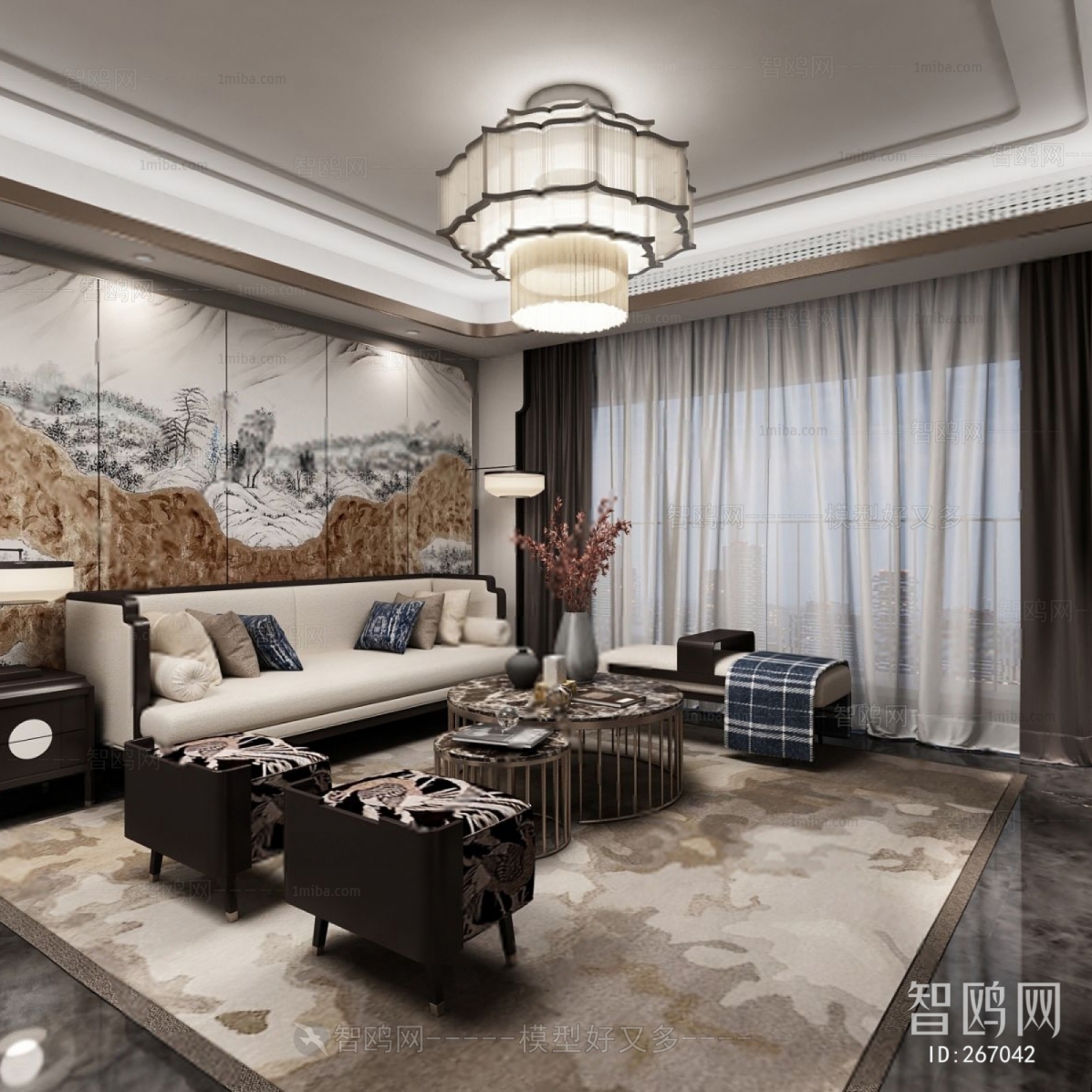 New Chinese Style A Living Room