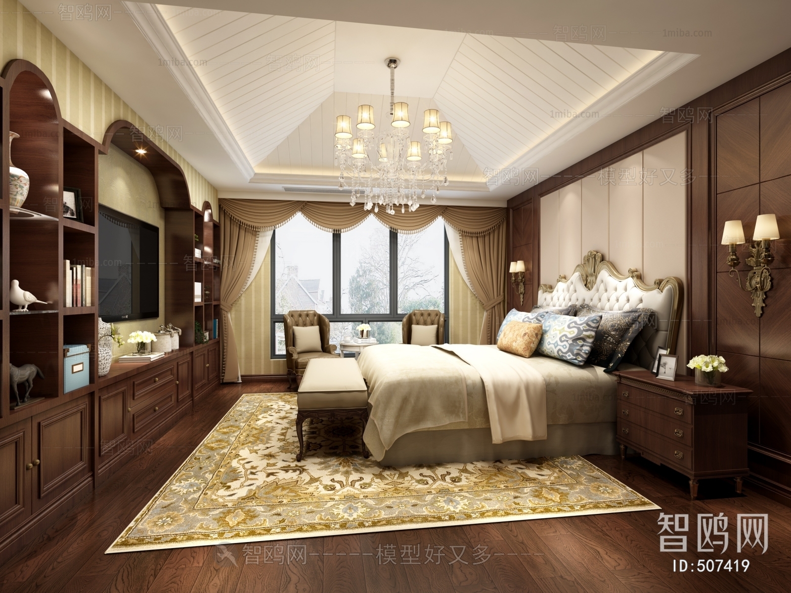 Simple European Style Bedroom