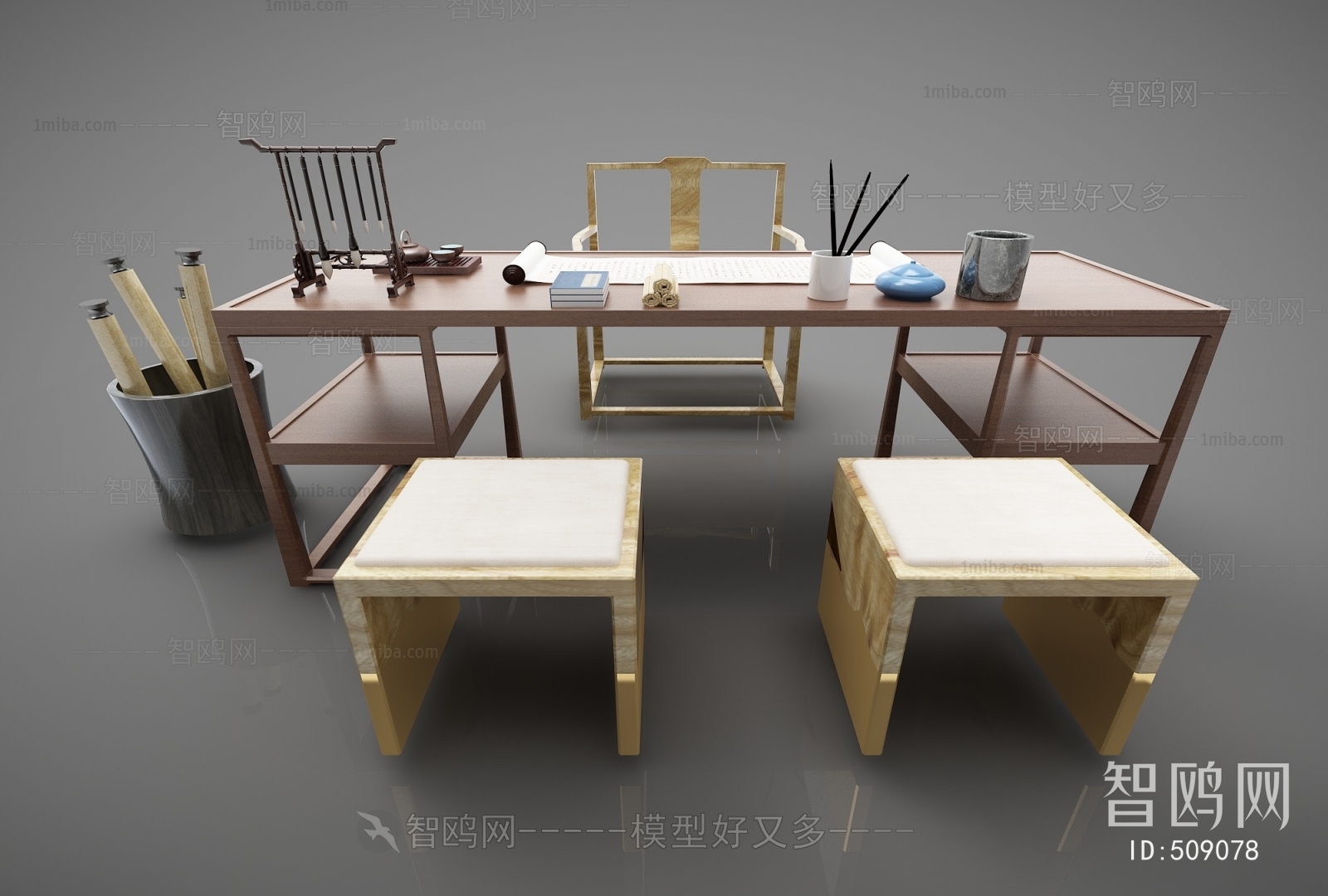 New Chinese Style Computer Desk And Chair