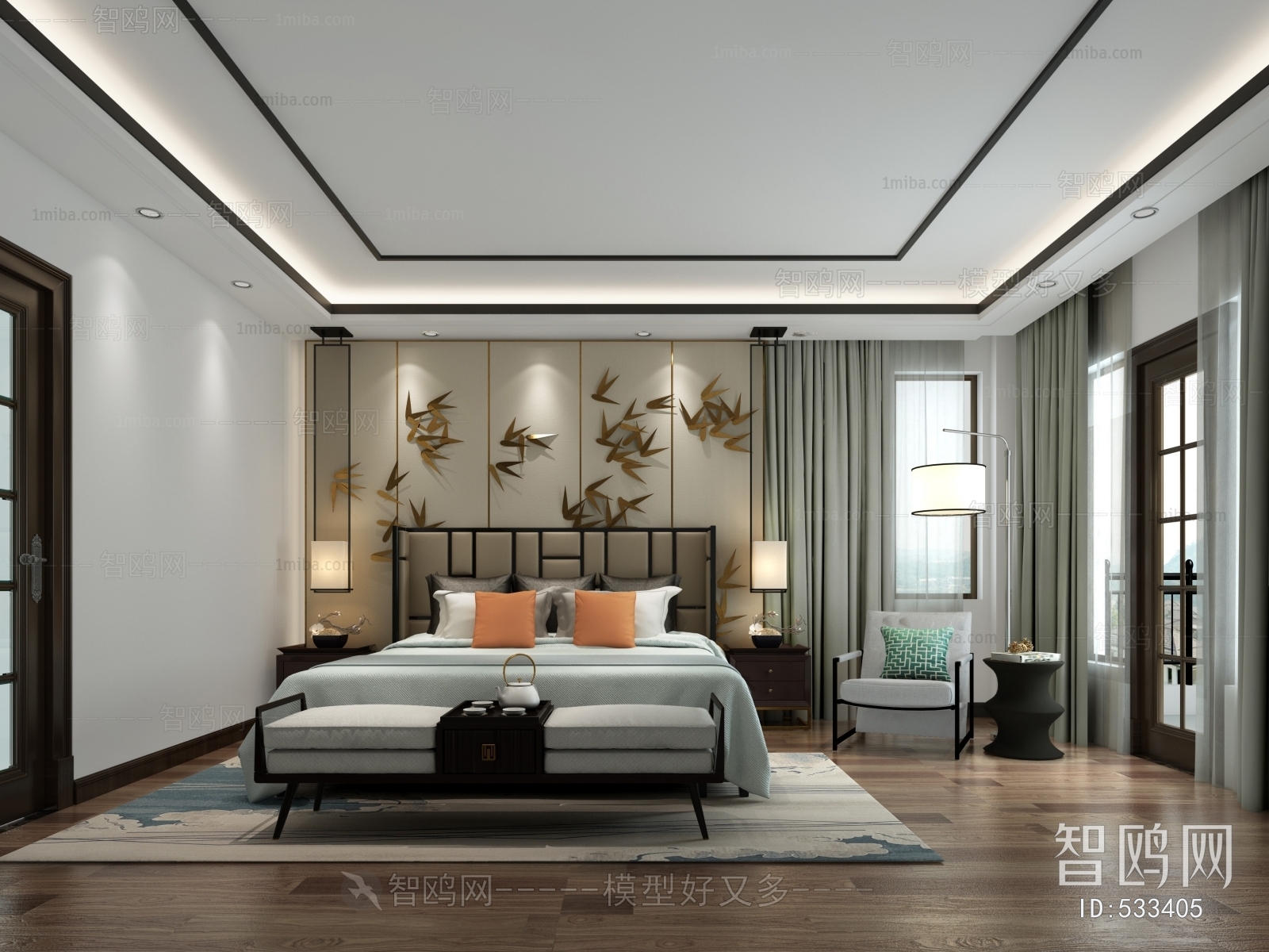 New Chinese Style Bedroom