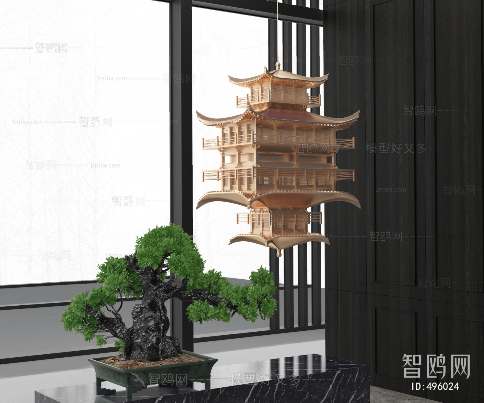新中式盆景吊灯