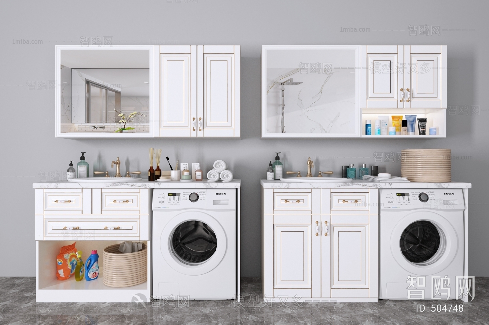 Simple European Style Laundry Cabinet