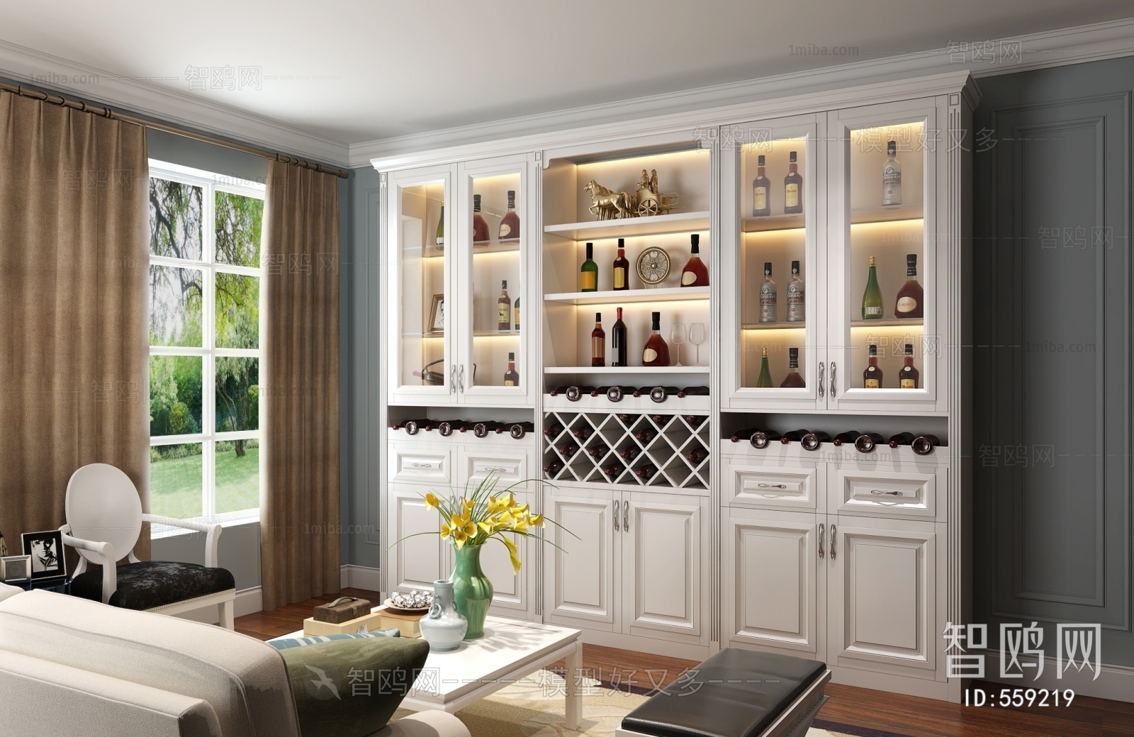 Simple European Style Wine Cabinet