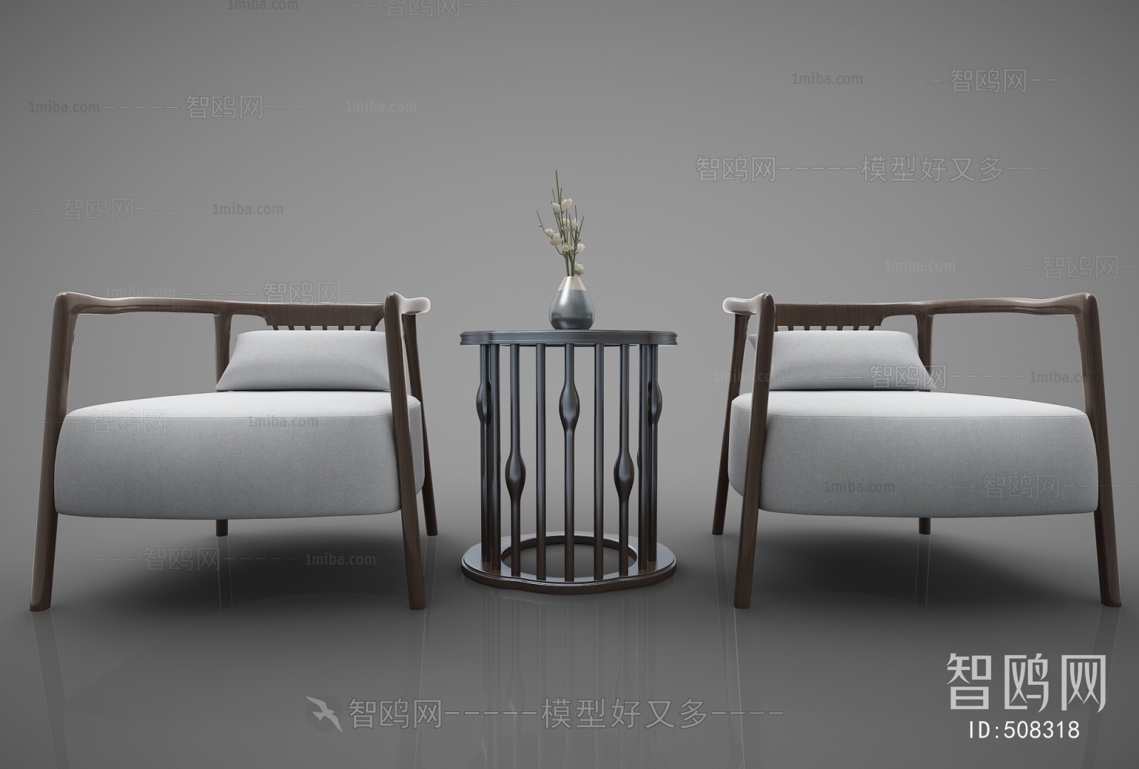 New Chinese Style Single Sofa