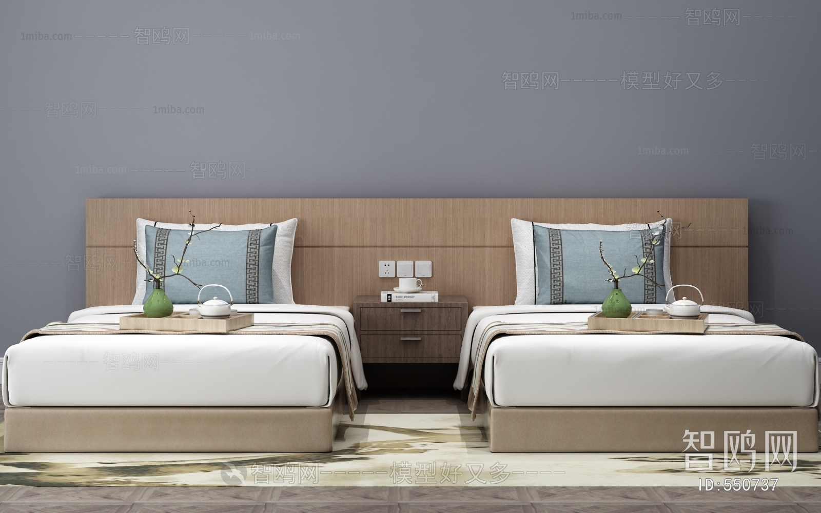 New Chinese Style Single Bed