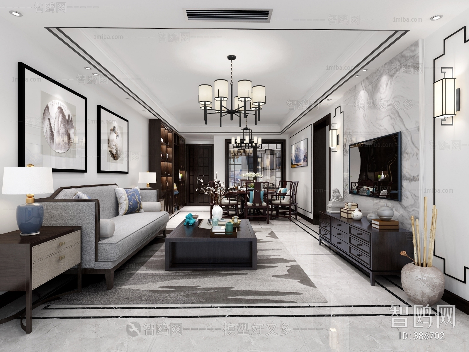 New Chinese Style A Living Room