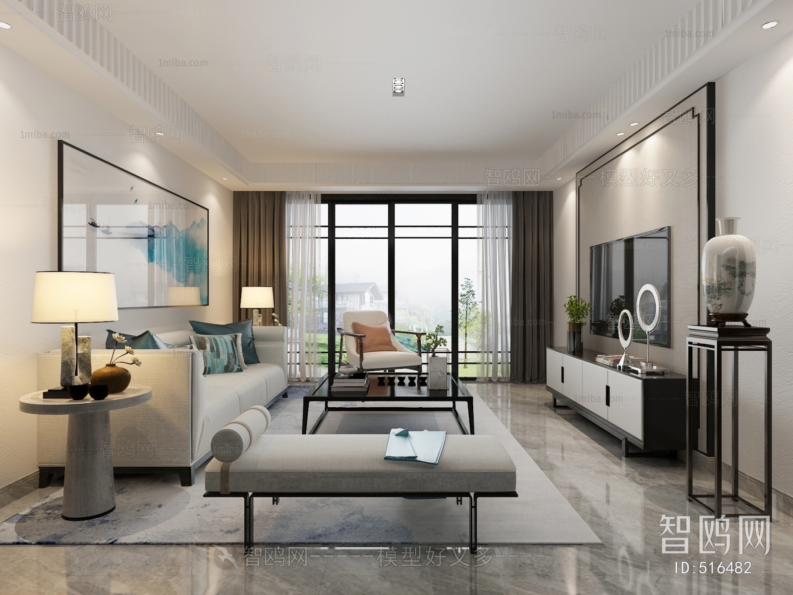 New Chinese Style A Living Room