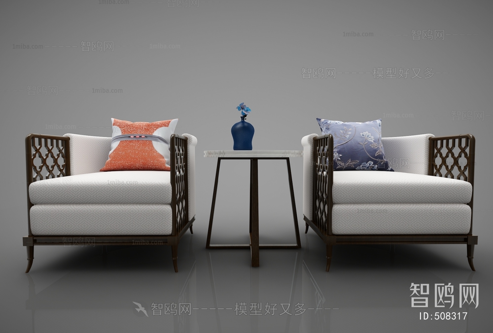 New Chinese Style Single Sofa