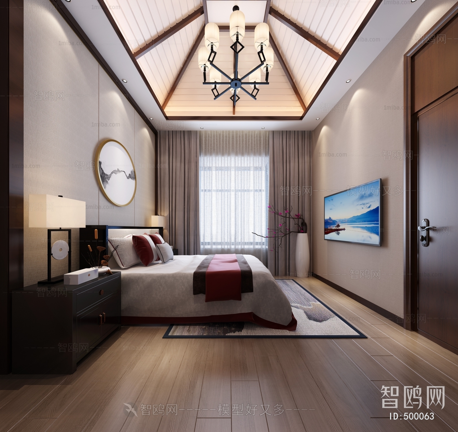 Mediterranean Style New Chinese Style Bedroom
