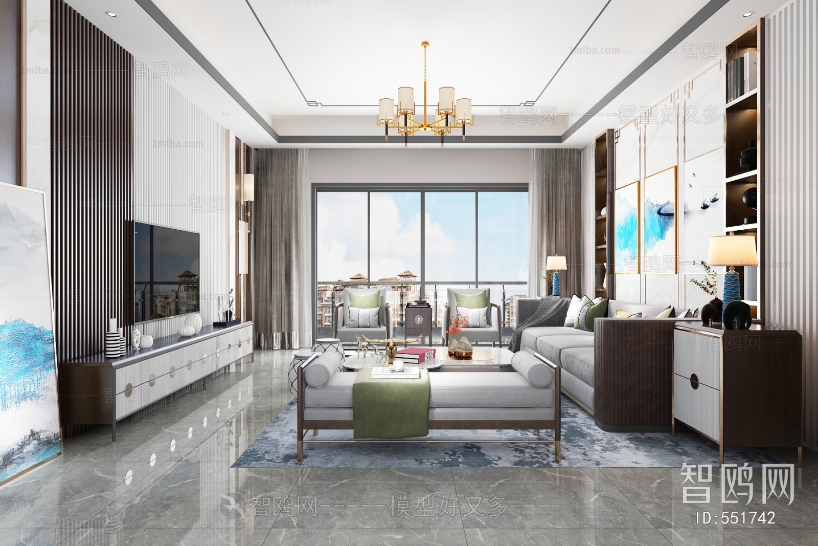 New Chinese Style A Living Room