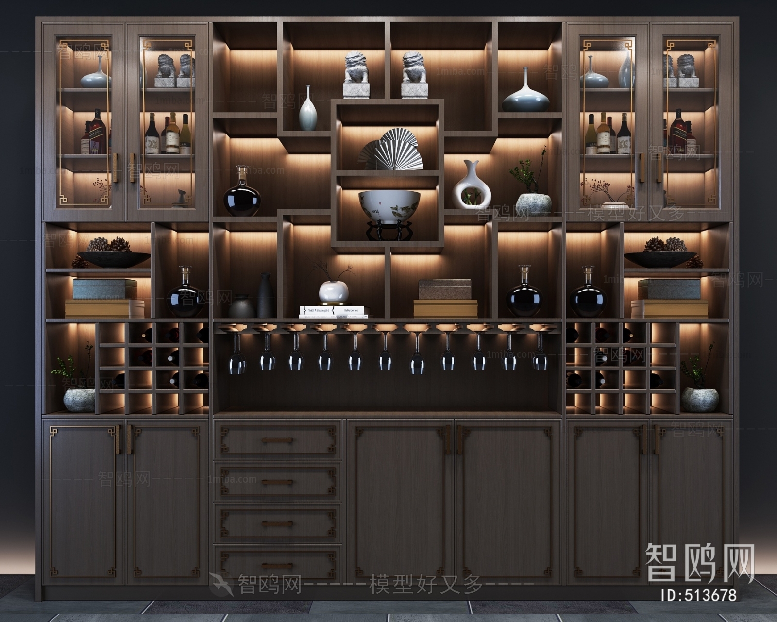 New Chinese Style Wine Cabinet