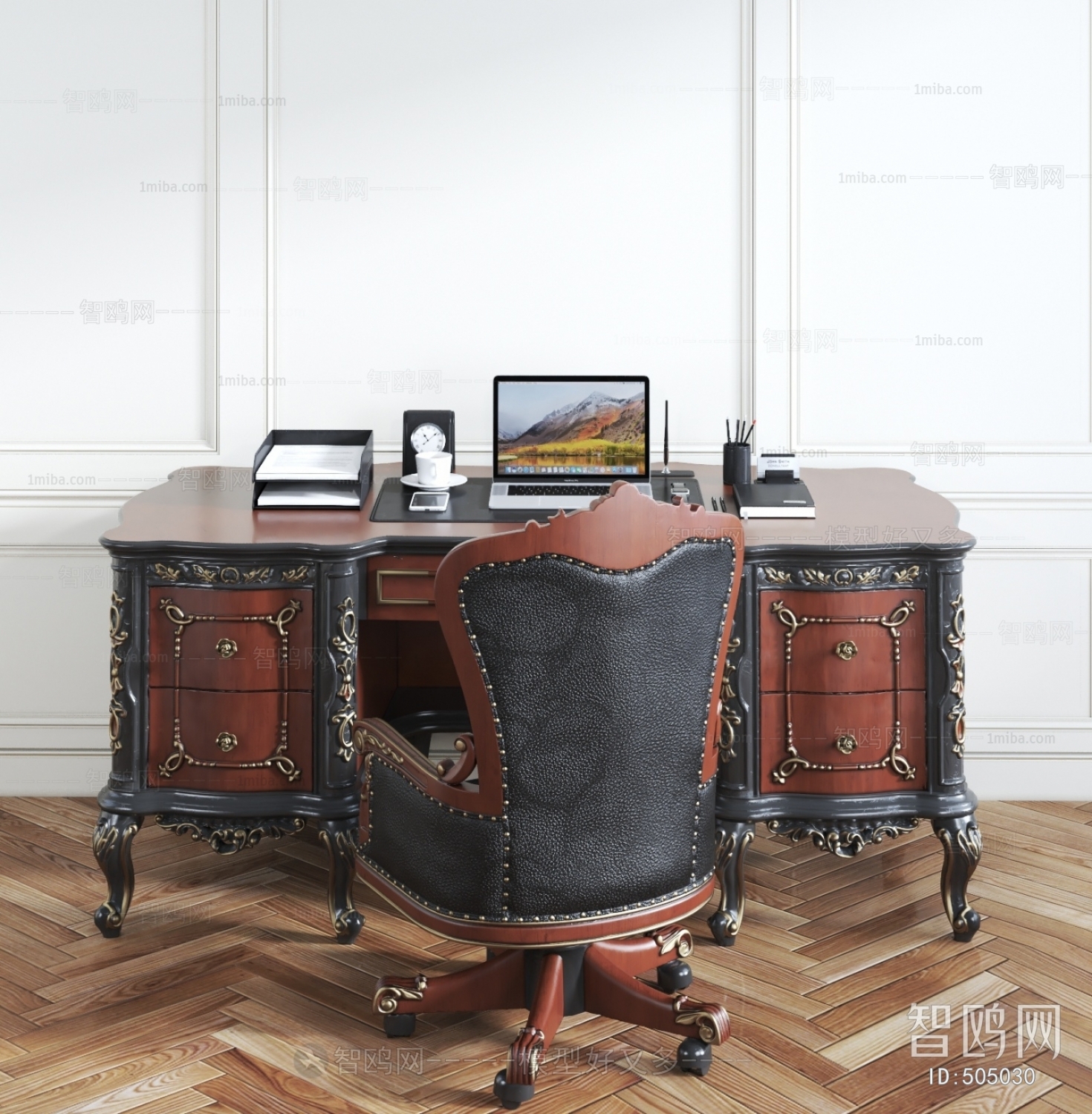 European Style Computer Desk And Chair