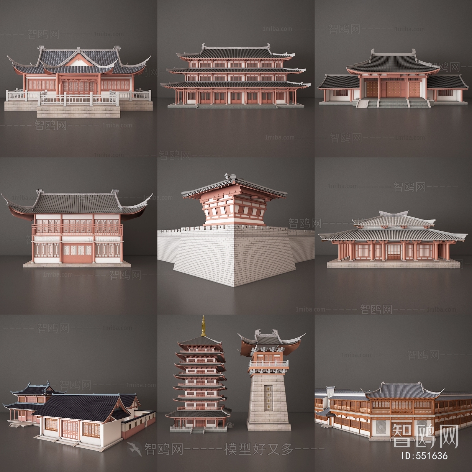 New Chinese Style Ancient Architectural Buildings