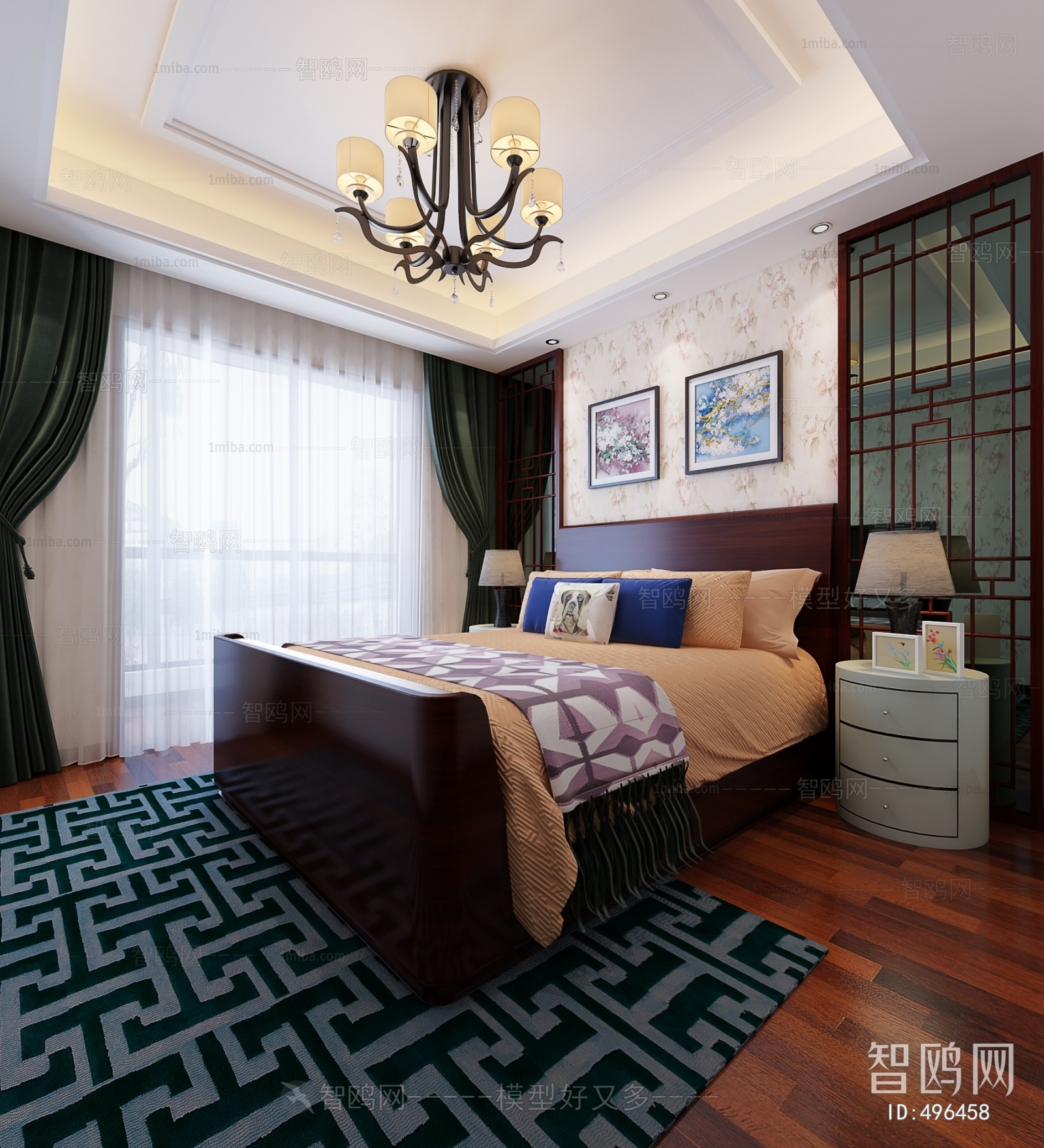 American Style New Chinese Style Bedroom