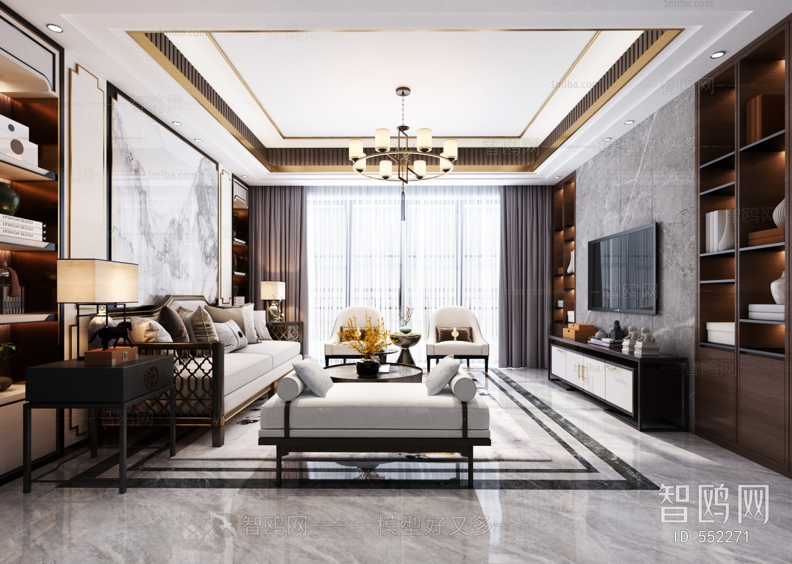 New Chinese Style A Living Room